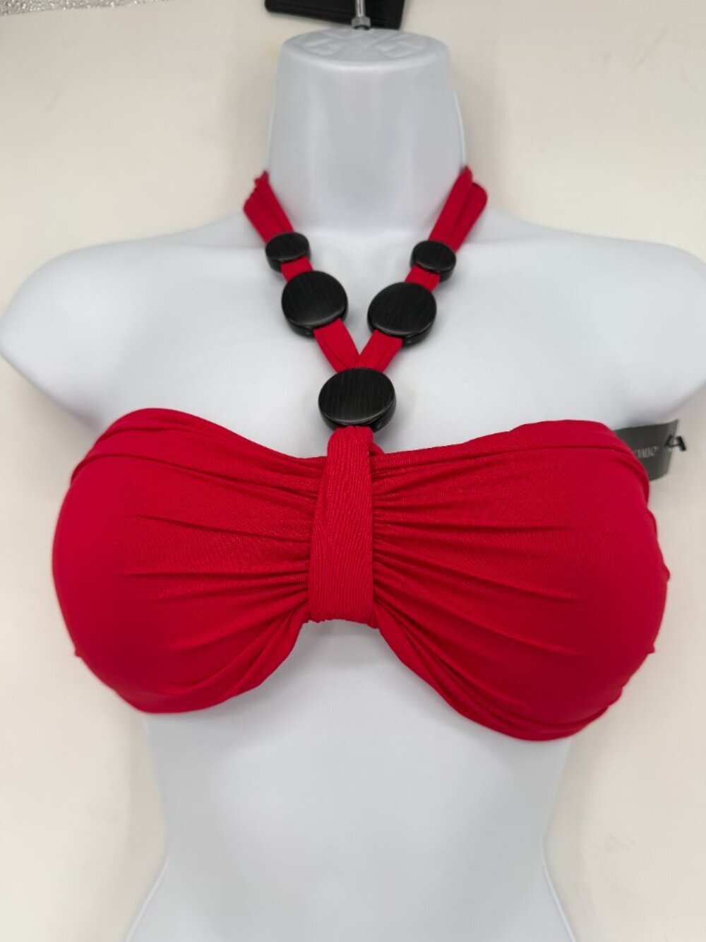 Carmen Marc Valvo NWT Crimson Halter Bandeau Bikini Swim Top Medium